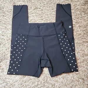 Lululemon Tight Stuff Tight Black / Sequin Dot Black Silver / White Size 2